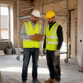Tecnico e operaio con DPI in un appartamento in ristrutturazione: quando serve il coordinatore della sicurezza